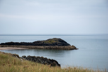 Llanddwyn beach on Anglesey Island in north Wales. A nature reserve with ancient natural geological features