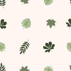 Obraz premium Leaves seamless pattern. Vector background falling leaves.