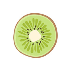 Kiwi slice. Kiwi cut. Flat vector illustration in cartoon style