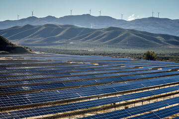 Solar energy industry fields in Andalusia - obrazy, fototapety, plakaty