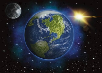 Naklejka premium earth and moon