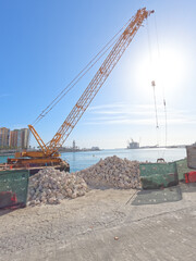 Construction works in Port of Malaga, Spain, Europe
