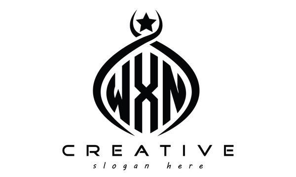 WXN three letters monogram curved oval initial logo design, geometric minimalist modern business shape creative logo design