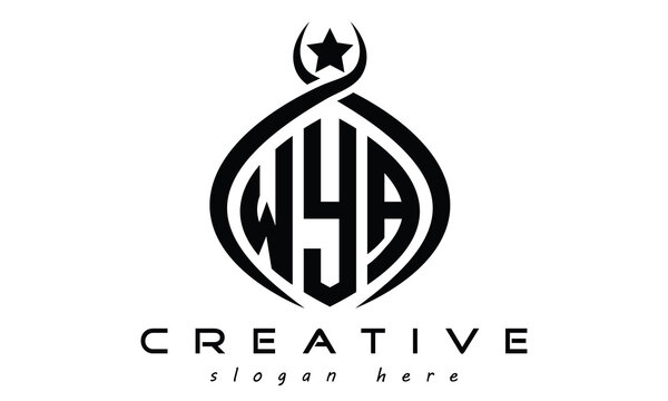 WYA three letters monogram curved oval initial logo design, geometric minimalist modern business shape creative logo design
