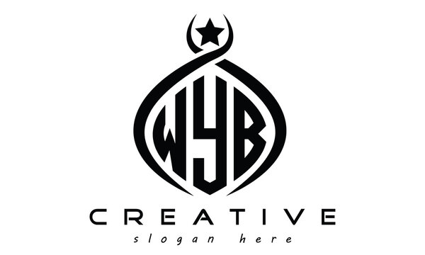 WYB three letters monogram curved oval initial logo design, geometric minimalist modern business shape creative logo design