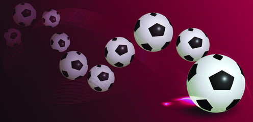 Sports background with soccer balls and flashes of energy