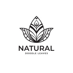 abstract decorative boho style natural leaves vector logo design element