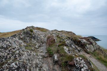 Llanddwyn beach on Anglesey Island in north Wales. A nature reserve with ancient natural geological features