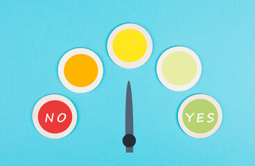 Loading bar with the words yes and no, communication symbol, business and education concept, minimalism, asking questions, looking for an answer