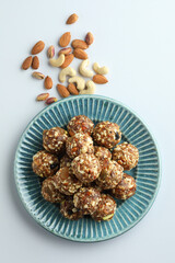 Indian sweet dry fruits and nuts energy laddu 