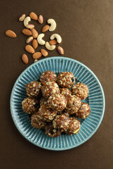 Indian sweet dry fruits and nuts energy laddu 