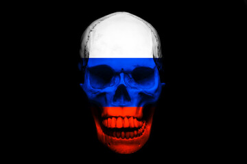 Skull with russian flag colors