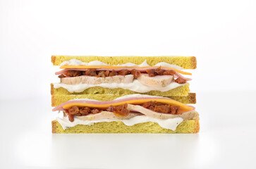 sandwich with chicken and cheese isolated on white background