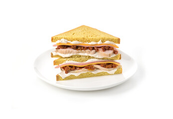 sandwich with chicken and cheese isolated on white background