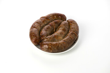 Homemade sausage on a white plate