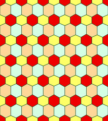 Vector, Seamless, Image of Hexagonal Shapes in Red and Yellow Colors. Can Be Used in Design and Textiles