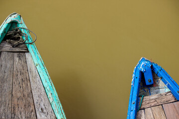Simple vietnamese boats on river in hoi an