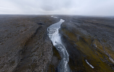 Dettifos Waterfall in Iceland. View from the height.