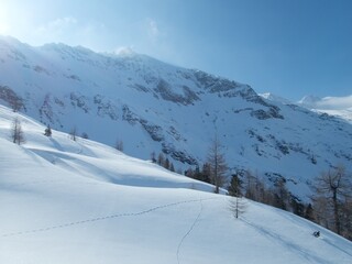 winter landscape in raurisertal in austrian alps