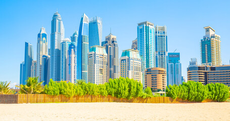Dubai city skyline, UAE - obrazy, fototapety, plakaty