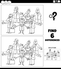 differences game with comic men coloring book page