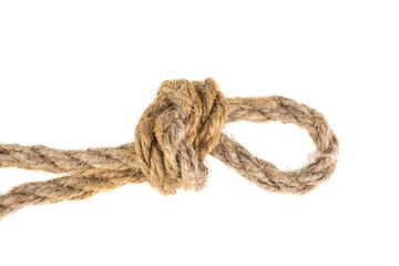 old rope knot isolated on white background