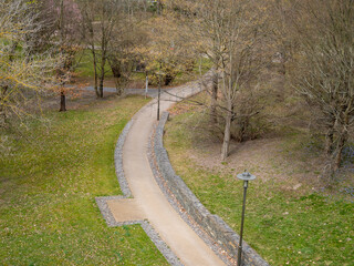 Walkway in the park. Alley in the park.