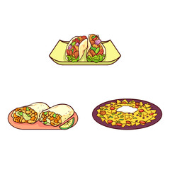 hand drawn typical food from mexico