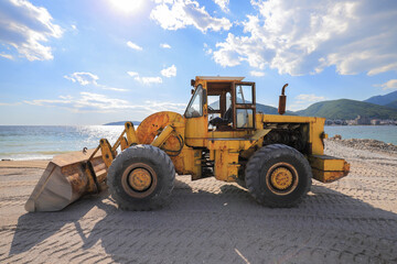 Heavy bulldozer working at the construction site