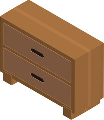 Isometric Drawer Icon Style Vector Illustration
