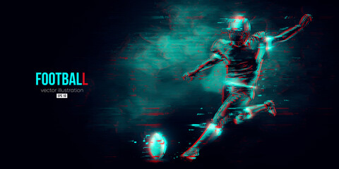 Fototapeta na wymiar Abstract silhouette of a NFL american football player man in action isolated blue background. Vector illustration