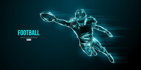 Abstract silhouette of a NFL american football player man in action isolated blue background. Vector illustration © Yevheniia
