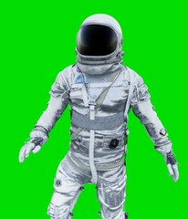 Astronaut isolated on green background