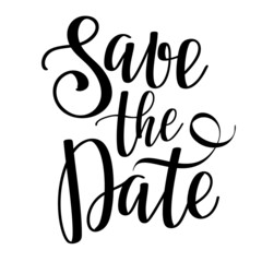 Save the date lettering phrase. Vector illustration