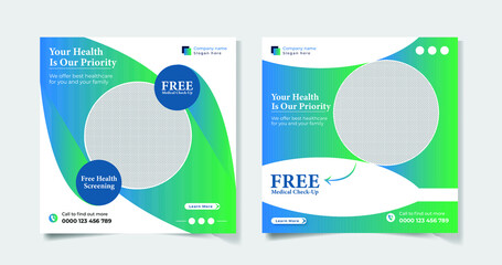 Medical Healthcare Social Media Post Template bundle