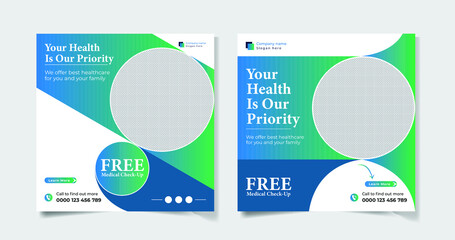 Medical Healthcare Social Media Post Template bundle