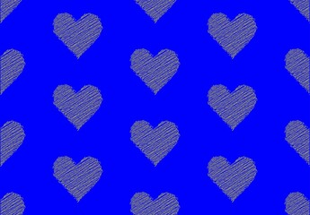 Seamless pattern of yellow hearts on a blue background. Colors of the flag of Ukraine.