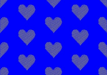 Seamless pattern of yellow hearts on a blue background. Colors of the flag of Ukraine.