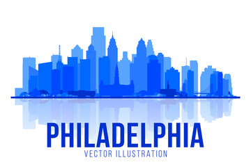 Philadelphia ( Pennsylvania USA ) skyline with panorama in white background. Vector Illustration. Business travel and tourism concept with modern buildings. Image for presentation, banner, web site.