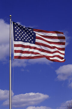 Low angle view of flag of the United States of America