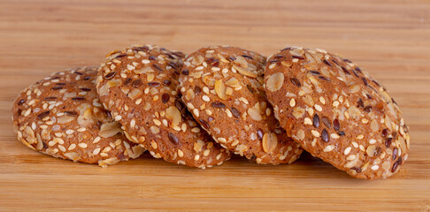 oatmeal cookies on a wooden board