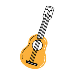 Fototapeta premium Ukulele in cute doodle style. Musical instrument guitar illustration isolated on white background.