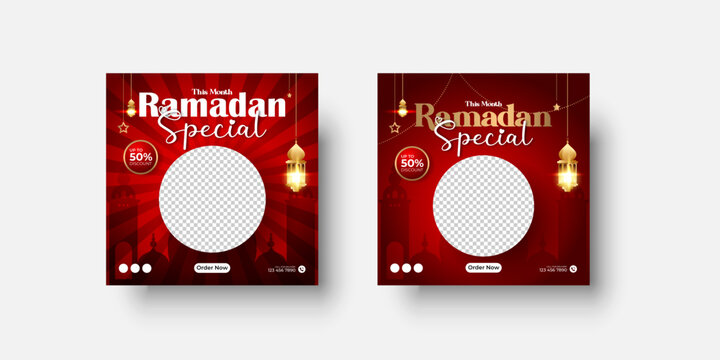Ramadan Kareem special sale food social media post design template