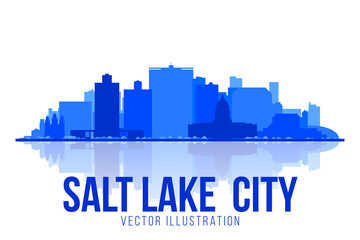 Salt Lake City skyline silhouette on white background. Vector illustration for banner, web and print.