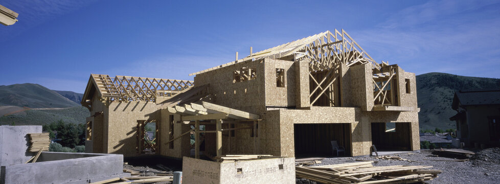 Wooden framework of a house under construction