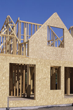 Wooden framework of a house under construction