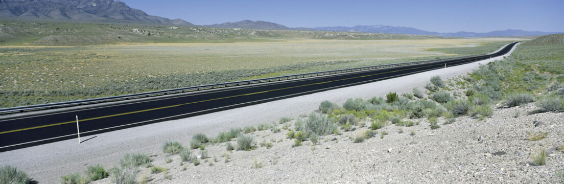 Winding road through the countryside, Ely, Nevada, USA