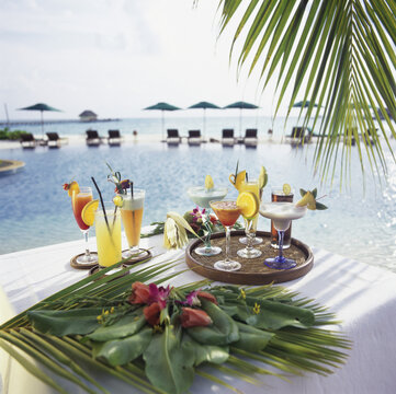 Variety of cocktails on a table