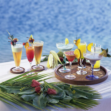 Variety of cocktails on a table