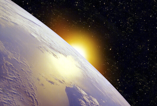 Light glowing behind the Earth